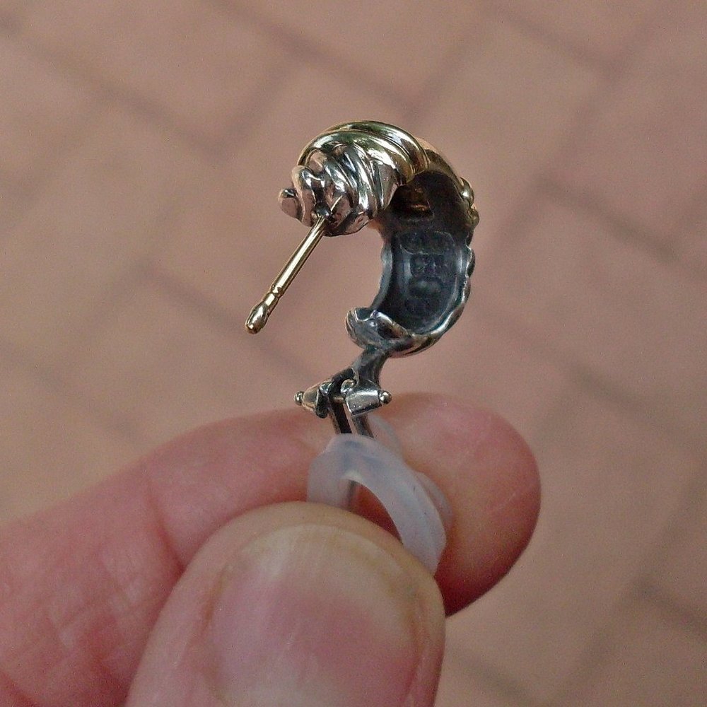 Rare & Retired David Yurman Diamond Metro Shrimp Earrings 14K/925 - Omega Backs - Picture 6 of 7